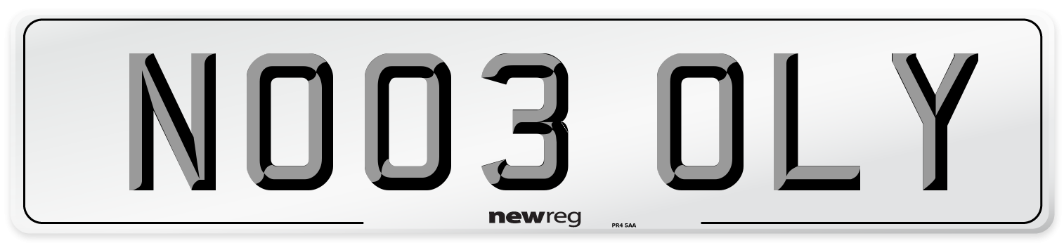 NO03 OLY Number Plate from New Reg